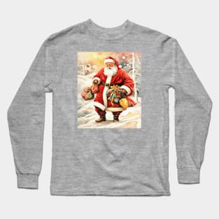 Santa Claus In A Wintry Woodland Long Sleeve T-Shirt